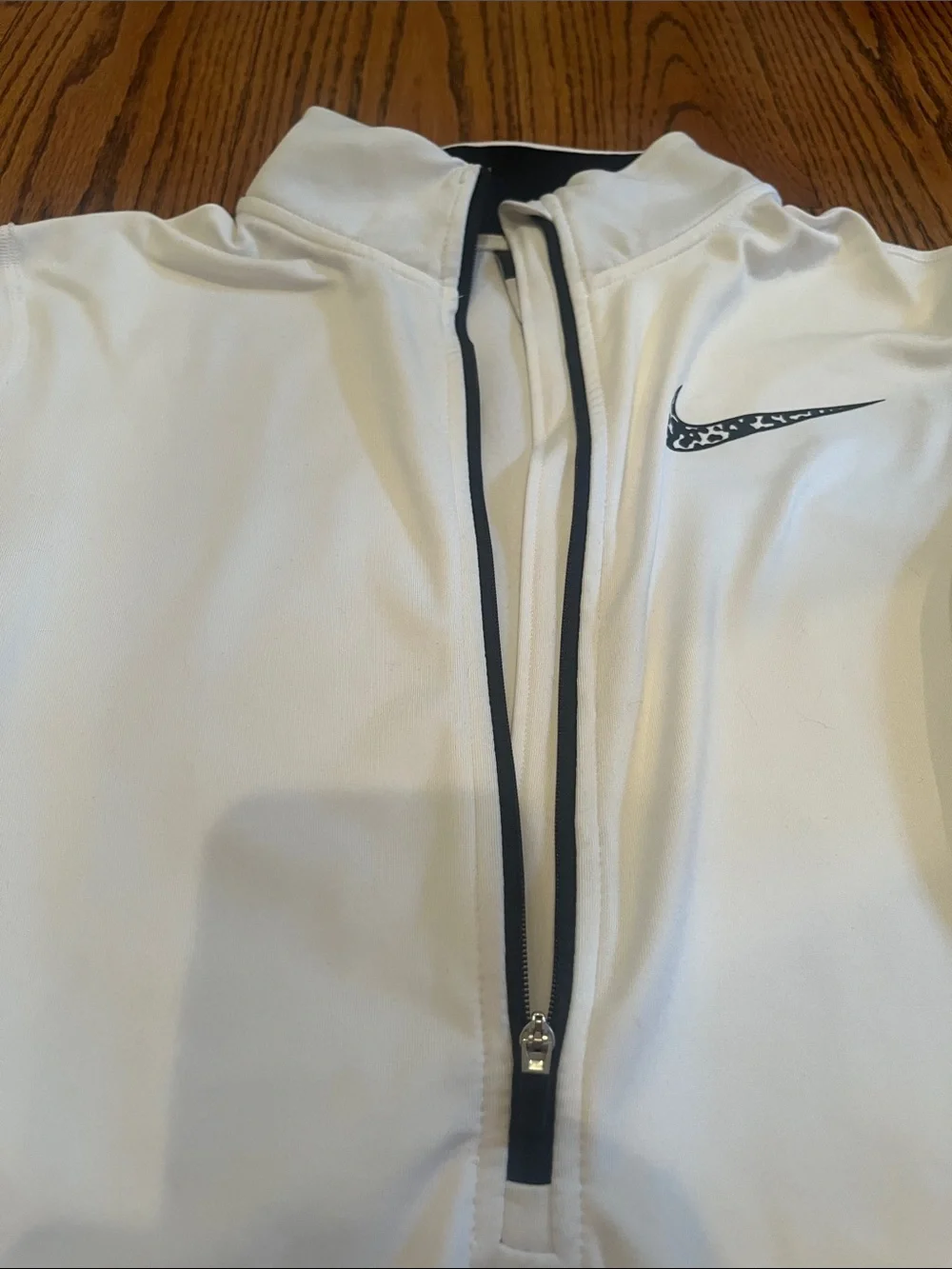 Nike White Half-Zip Athletic Pullover with Black Accents